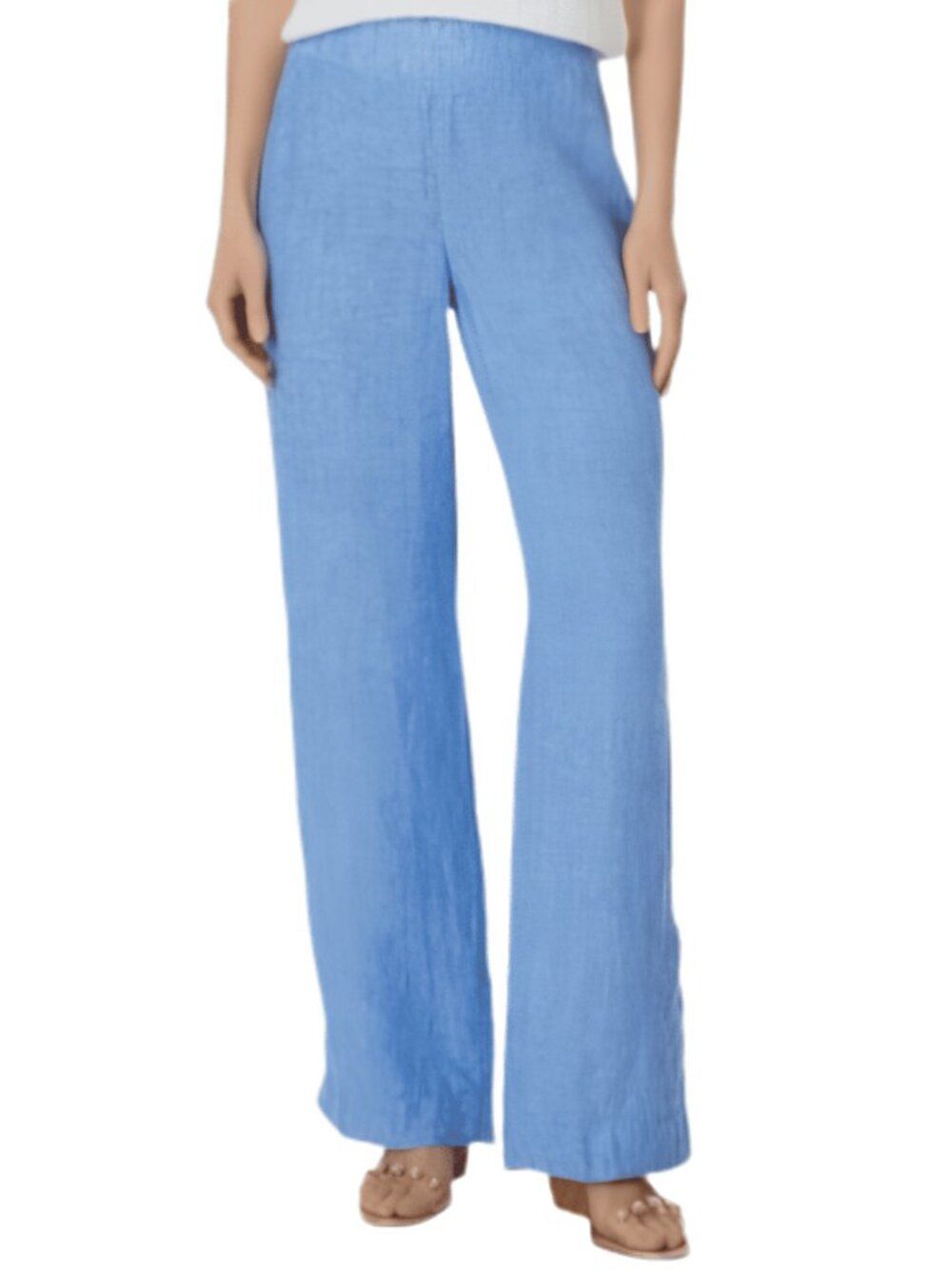Lilly Pulitzer Deri Linen Palazzo Pants Womens M Blue Peri X Resort Pull On NWT